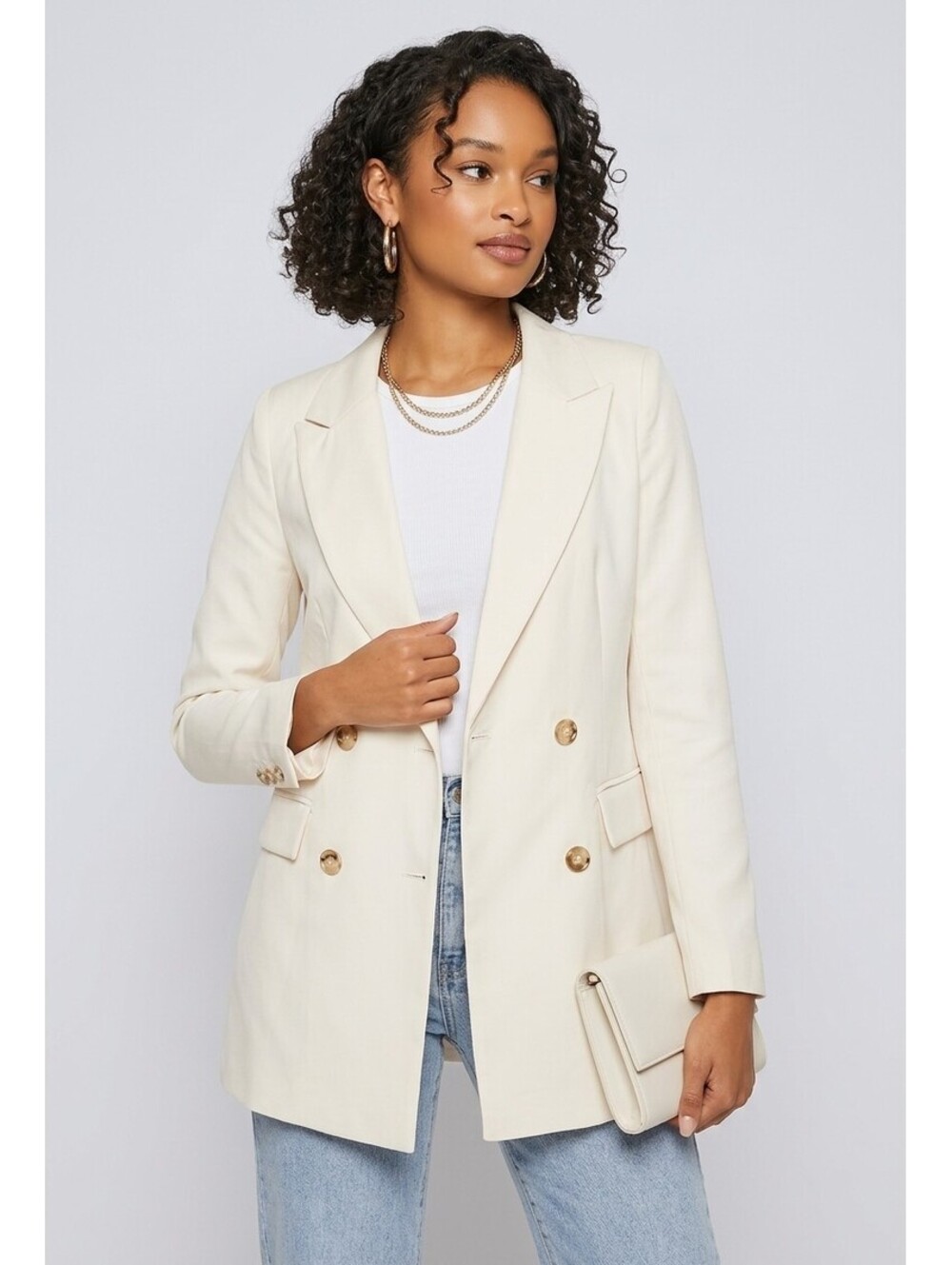 Bar III Women White Double-Breasted Blazer Jacket Ruched Sleeves Size XS NWT
